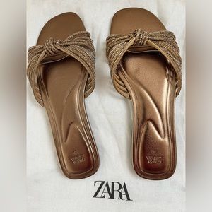 Zara Rhinestone Flat Sandals
